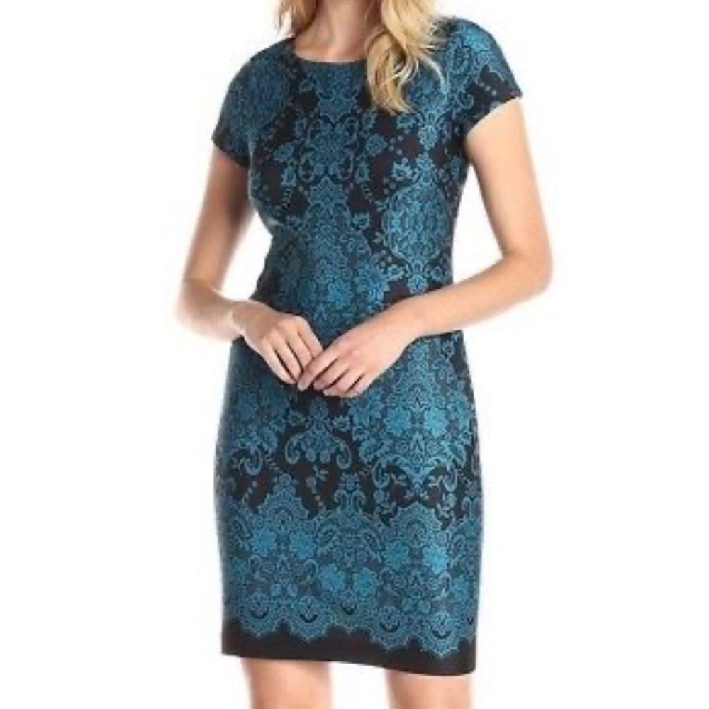 Studio One Printed Scuba Knit Sheath‎ Dress
